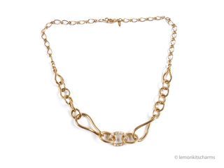 Avon Rhinestone Goldtone Chain Link Necklace, nk857-c