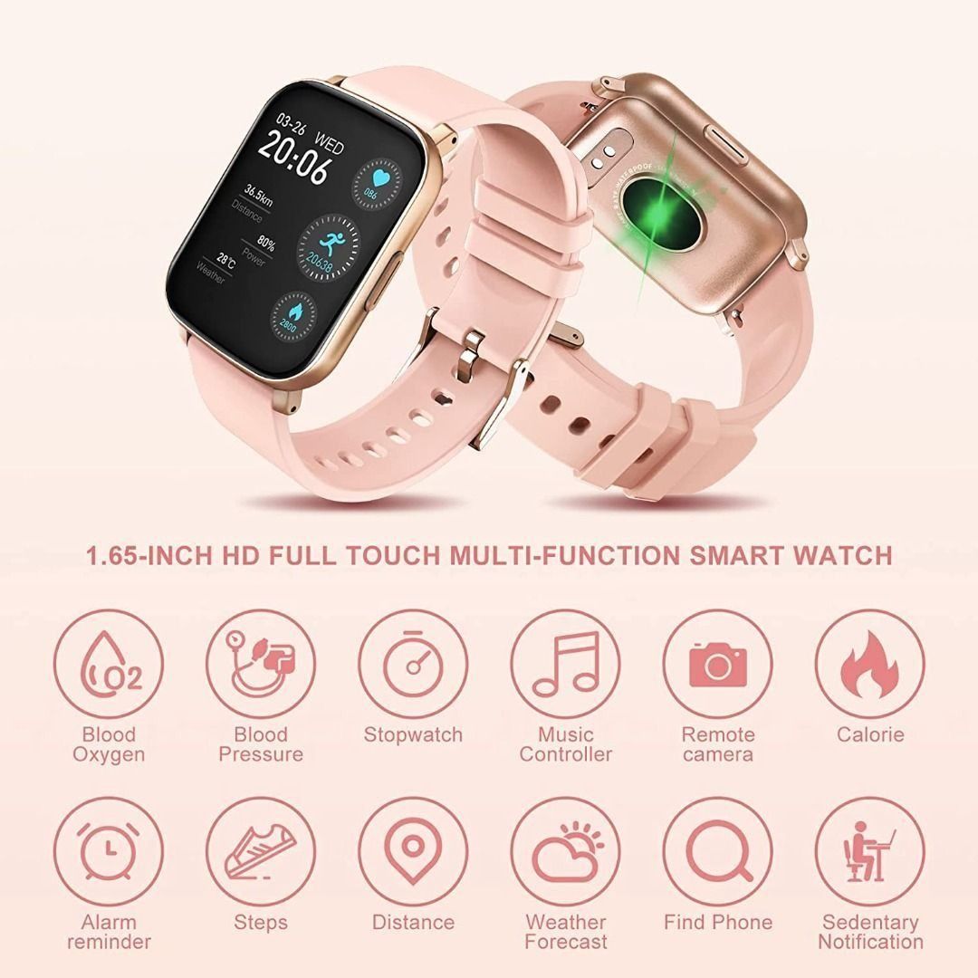 B1591 vwoednx Smart Watch for Women Fitness Activity Tracker 1.65 Full Touch Female Fitness Watch with Sleep Heart Rate Monitor Message Notification IP68 Waterproof Smartwatch for iOS Android Best gif...