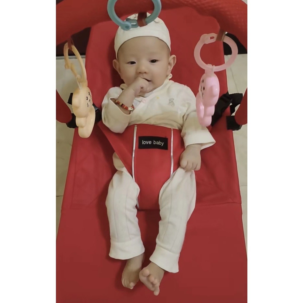 Baby Bouncer Seat Safe, Portable Rocker Chair with Adjustable Height