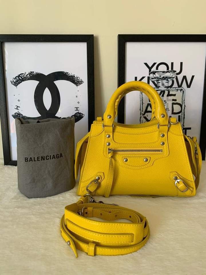 BALENCIAGA: Neo Classic City mini bag in grained leather - Yellow