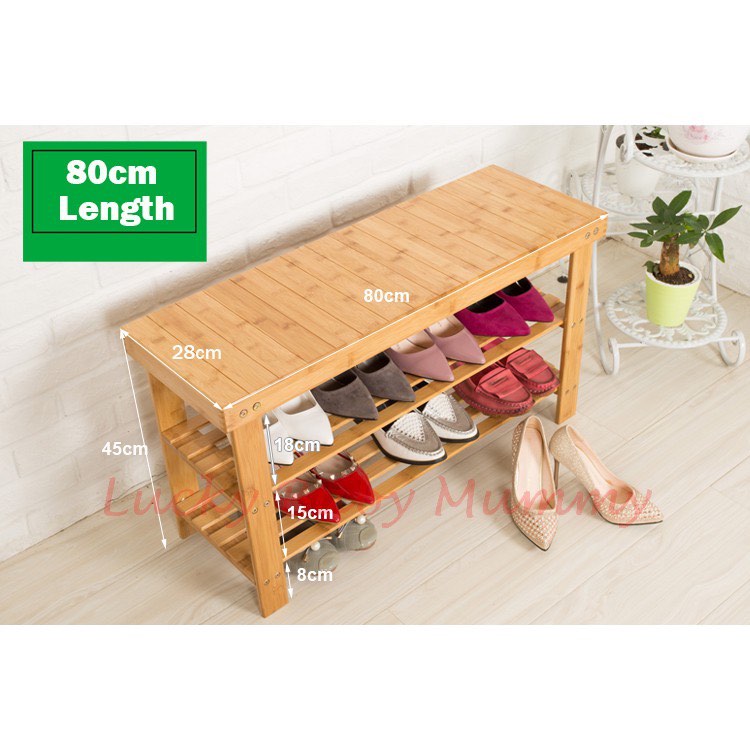Bamboo Shoe Rack Bench/Seat Wearing Taking off Shoes Organizer