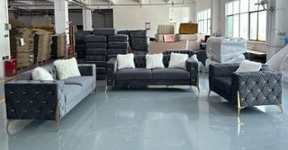 Brand New "Dark Blue Tufted Sofa"