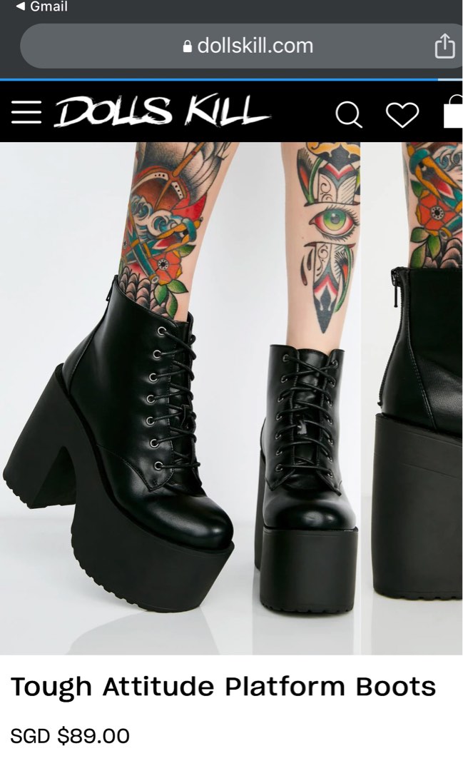 BN US 8 dollskill platform black boots Dollskill grunge emo
