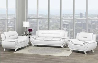 Brand New "White Leather Sofa"