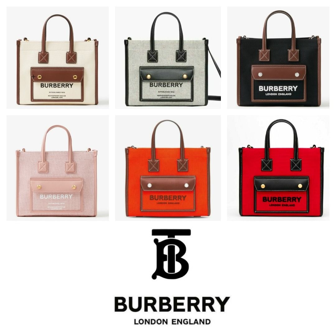 Burberry Freya Mini Monogram Leather Tote Women's Pink