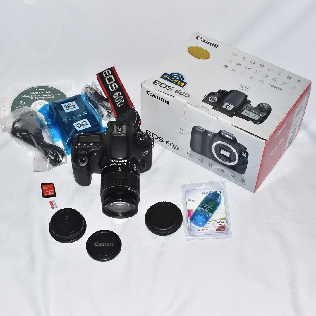Canon DSLR EOS 60D & 1855mm AF IS II lens box package