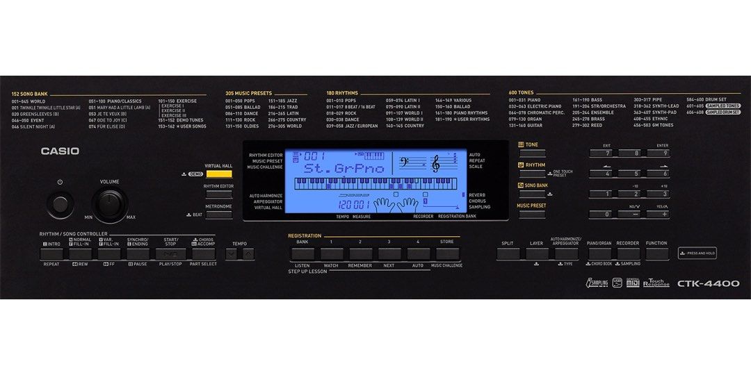 Casio Keyboard with Stand CTK4400 61 Keys, Hobbies & Toys, Music