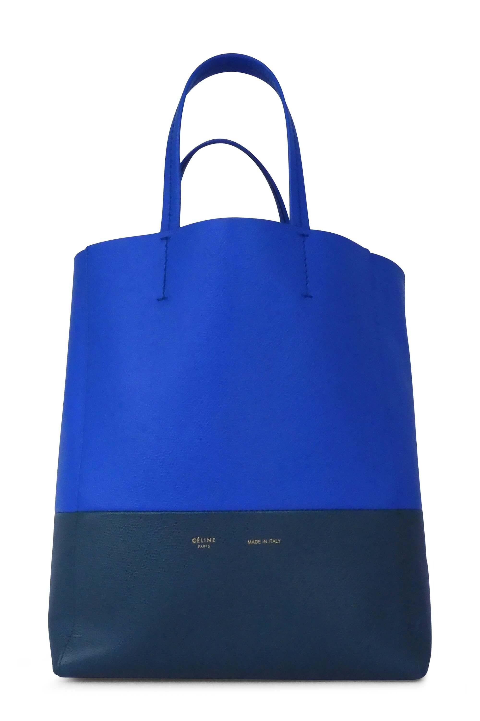 Celine Bicolor Small Vertical Cabas Tote Blue Green Luxury Bags