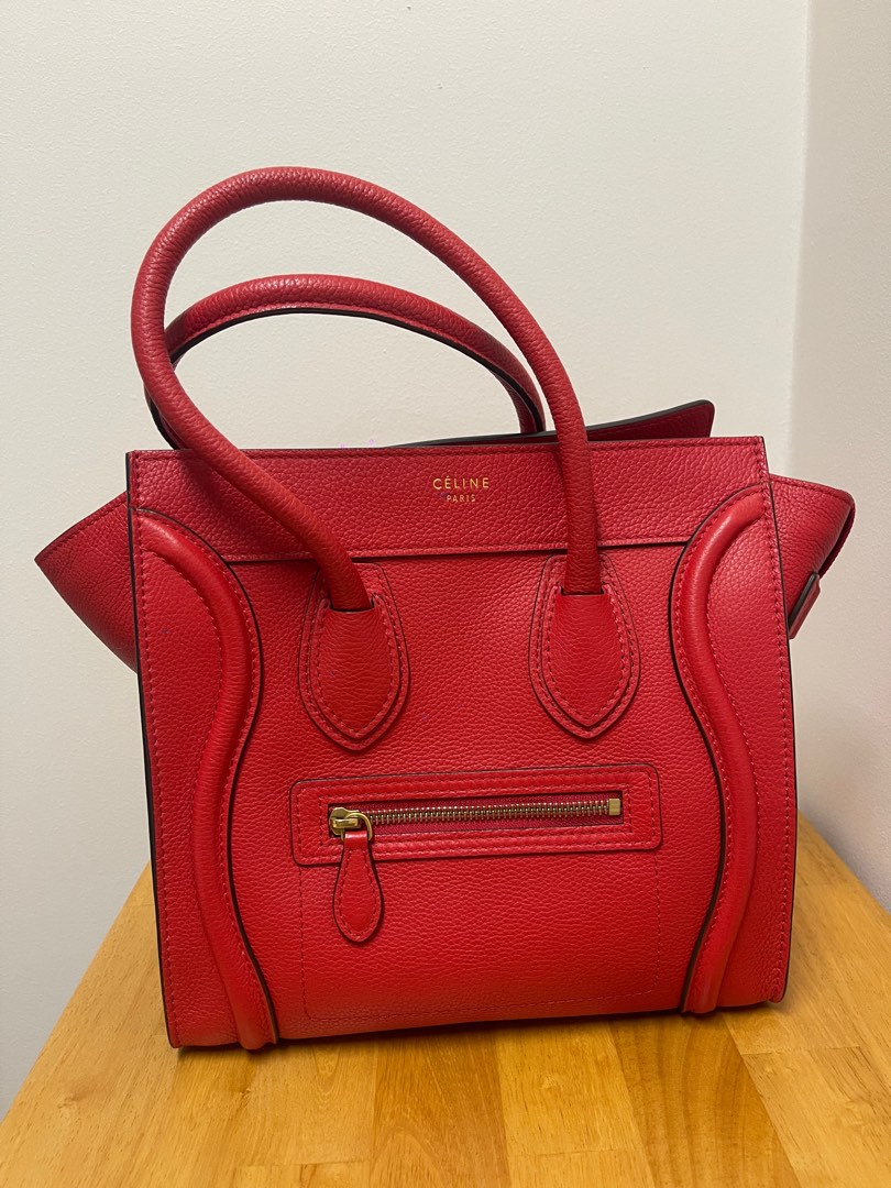 Celine micro top luggage red