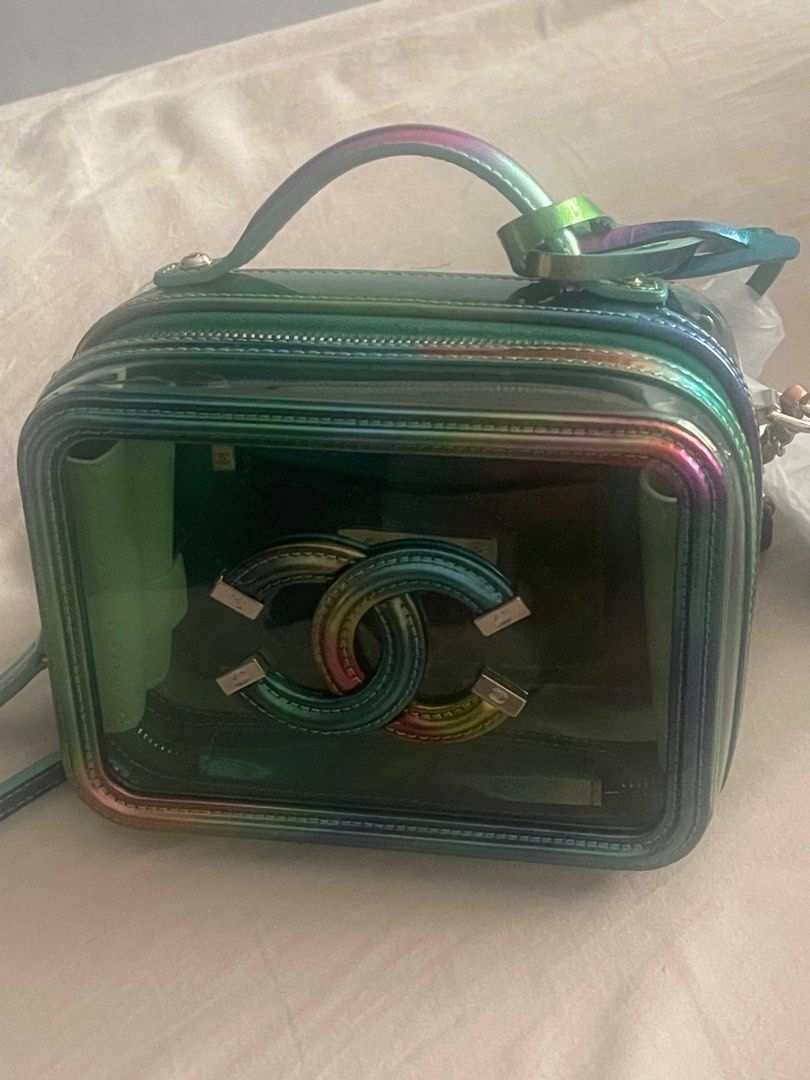 Chanel Small Green PVC Vanity Case with Rainbow Patent Leather, Women's  Fashion, Bags & Wallets, Cross-body Bags on Carousell
