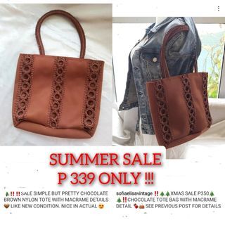 CHOCOLATE BROWN NYLON TOTE SHOULDER BAG