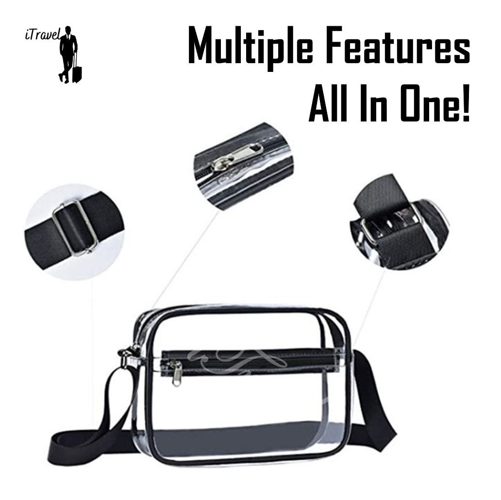 Clear Transparent PVC Compact Side Sling Travel Pack Bag Cubes Travelling Convenient Hand Carry Packing Bags Multipurpose Storage Case Phone Clothing