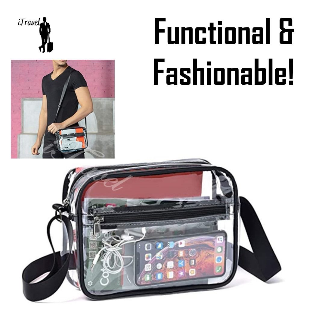 Clear Transparent PVC Compact Side Sling Travel Pack Bag Cubes Travelling Convenient Hand Carry Packing Bags Multipurpose Storage Case Phone Clothing