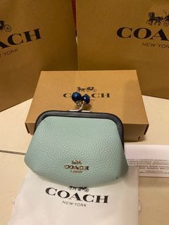 COACH正品彩珠牛皮口金包