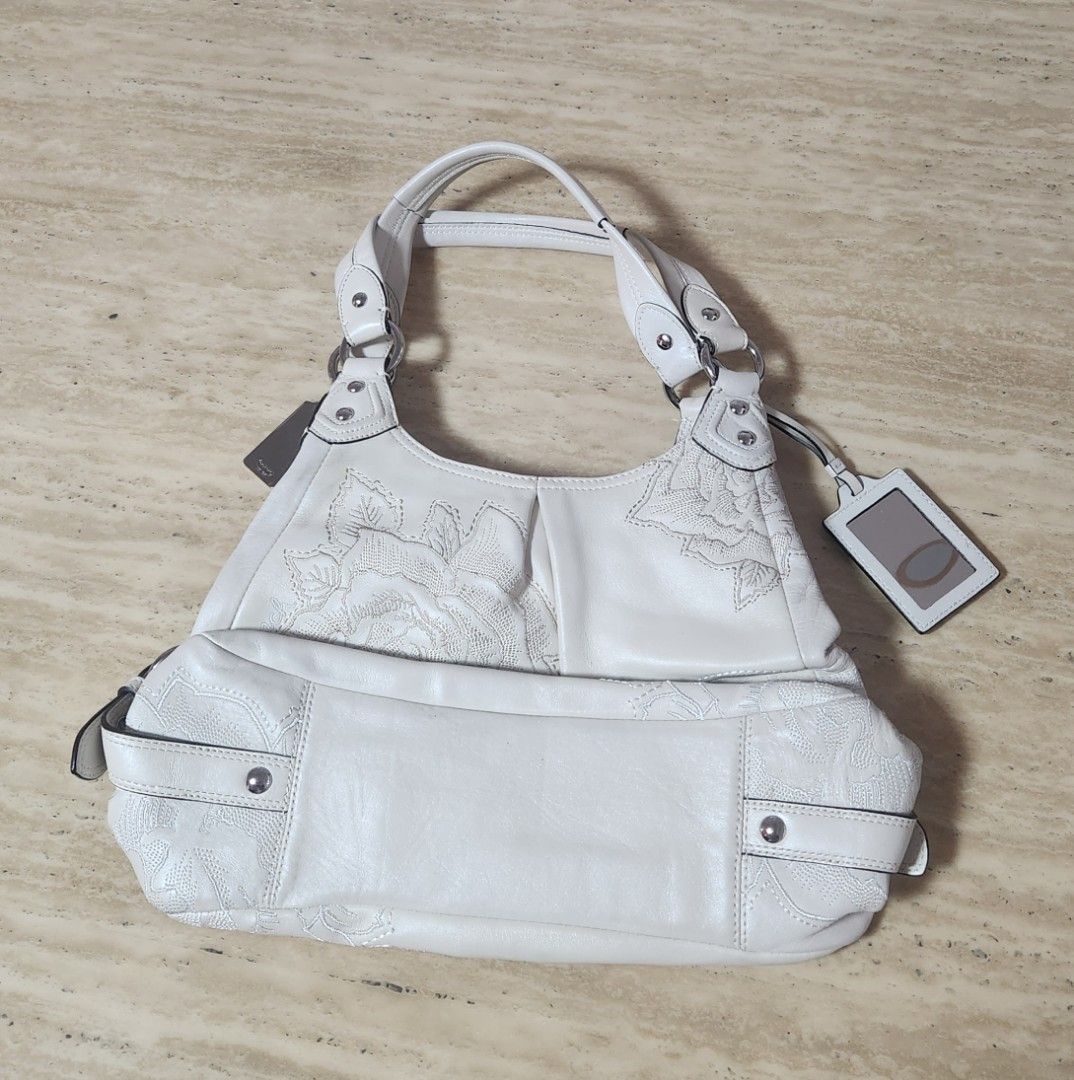 Coach アイボリー 花柄刺繍 マディソン 15026 ハンドバッグ レザー