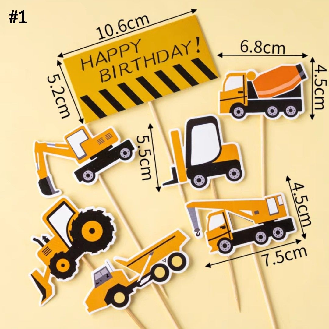 Construction Truck / Crane / Road Sign Figurines Cake Topper, Furniture