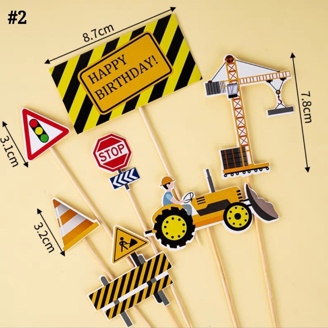 Construction Truck / Crane / Road Sign Figurines Cake Topper, Furniture