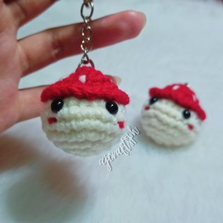 Cute Mushroom Crochet Keychain Amigurumi - handmade