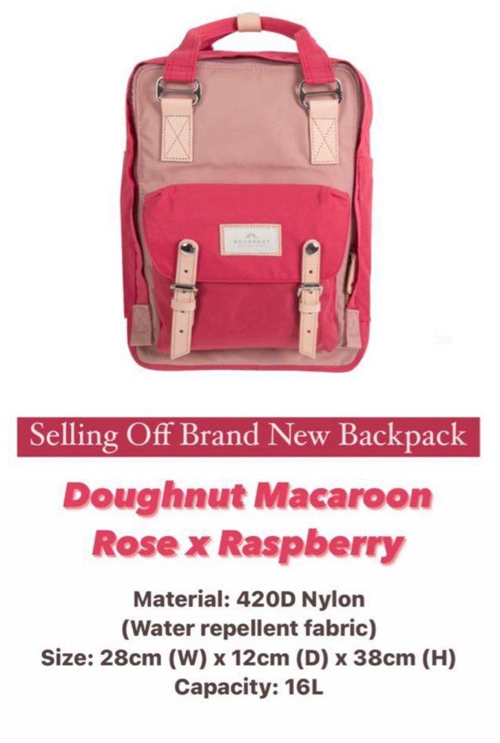 Doughnut Macaroon Backpack Rose x Raspberry Women s Fashion