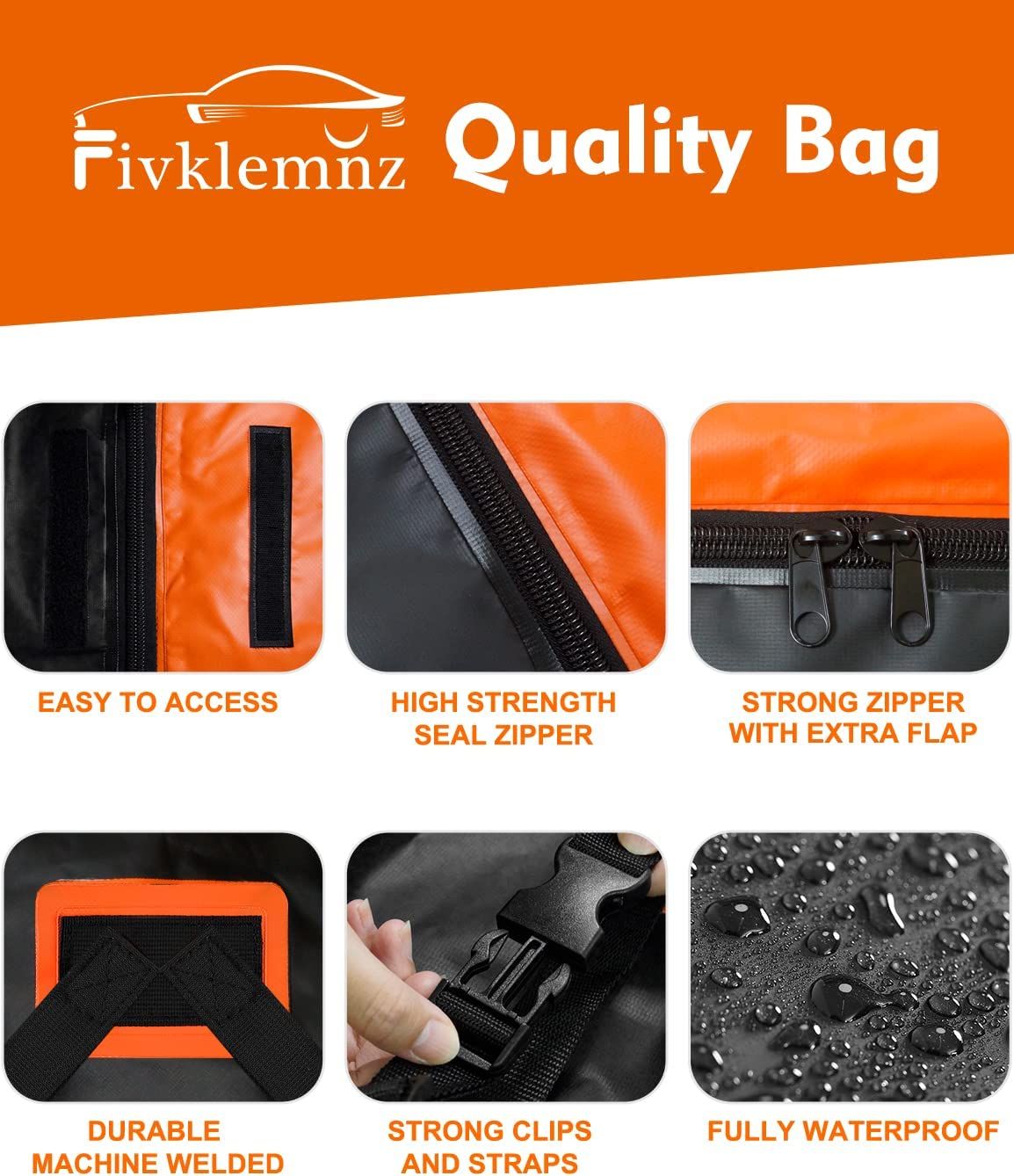 Fivklemnz Car Roof Bag Cargo Carrier, Waterproof Rooftop Cargo Carrier