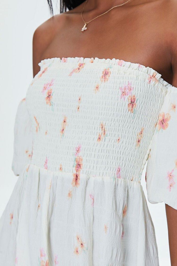 knee length dresses for ladies Brianna Floral Chiffon Bustier Mini Dress