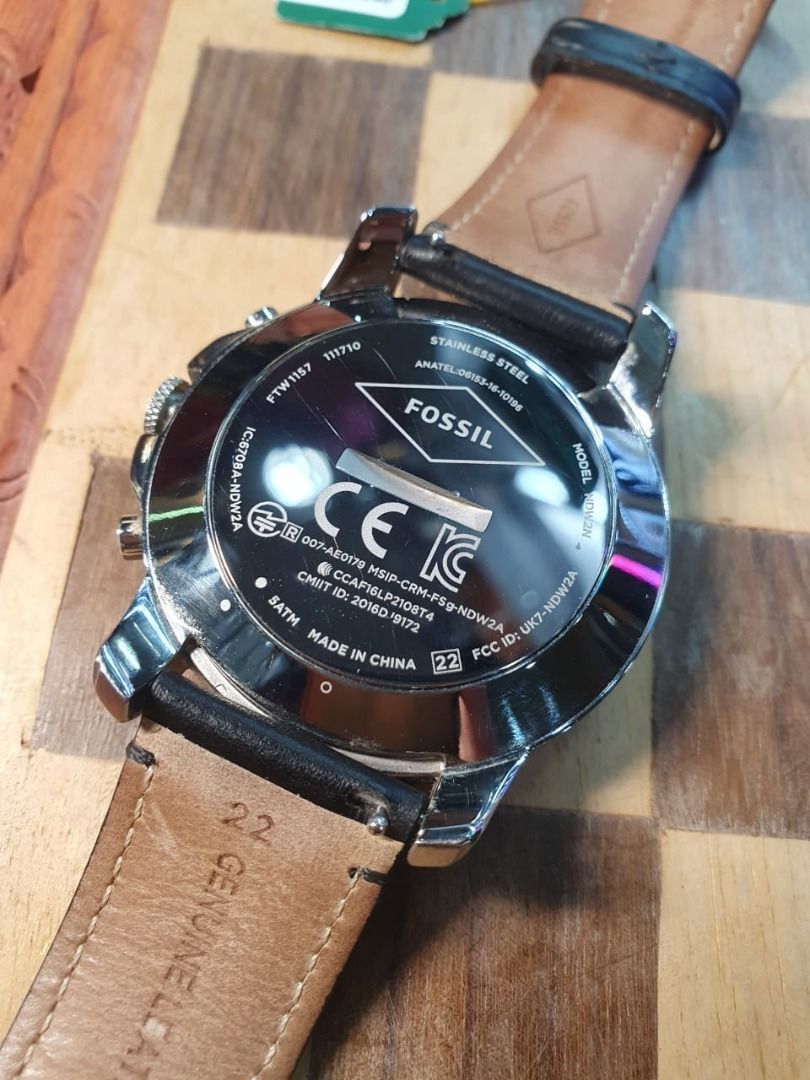 Fossil Hybrid Smartwatch Grant Black Leather Men FTW1157