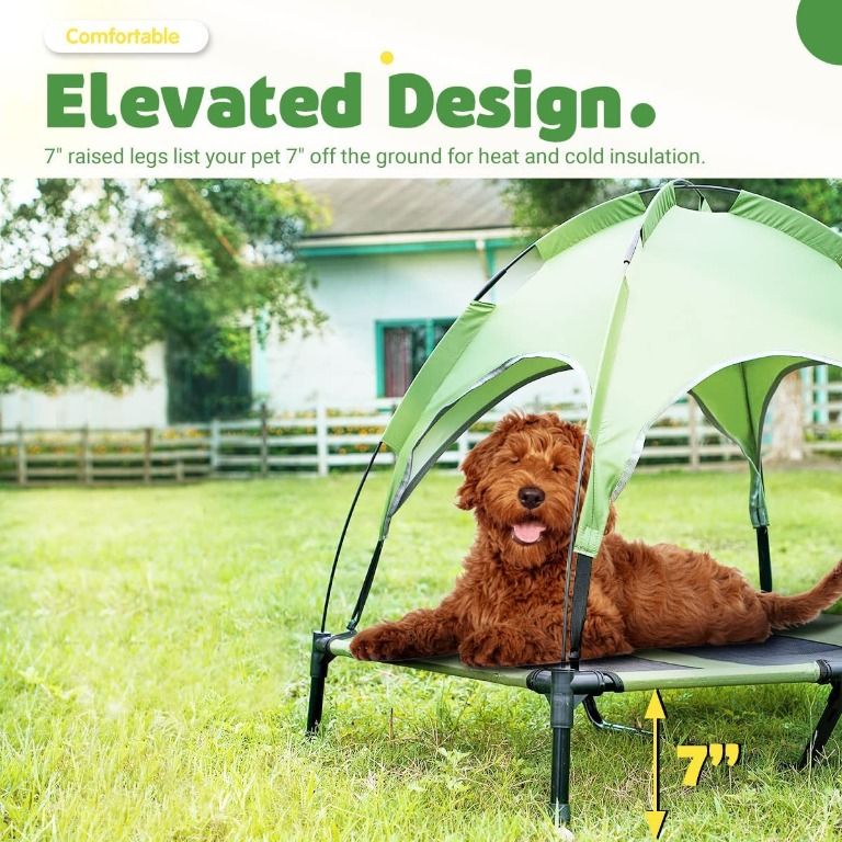 Free Paws Outside Lifted Dog Bed Waterproof Portable Dog Bed with