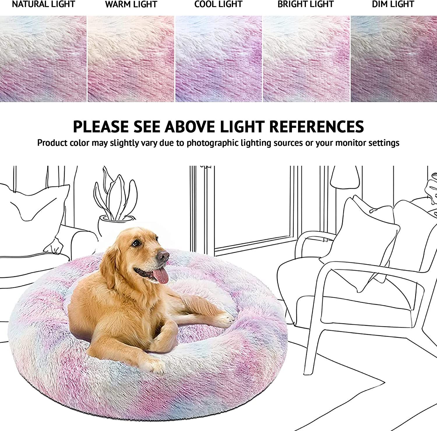 Friends Forever Donut Cat Bed Faux Fur Dog Beds for Medium Small