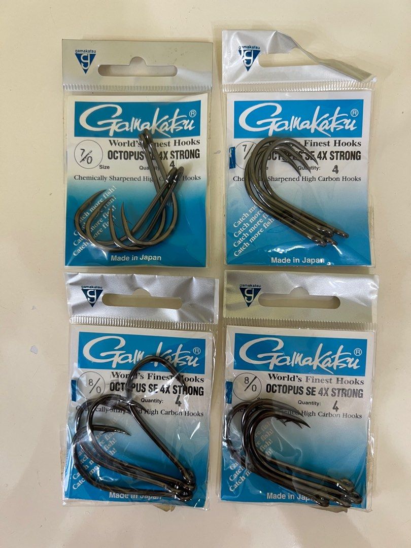 Gamakatsu Octopus SE 4x Strong Hooks (Set of 4), Sports Equipment