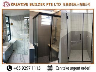Glass showeer screen/glass partition/mirror/glass swing door/glass sliding door / spray paint glass backing/HDB, BTO and office renovation services