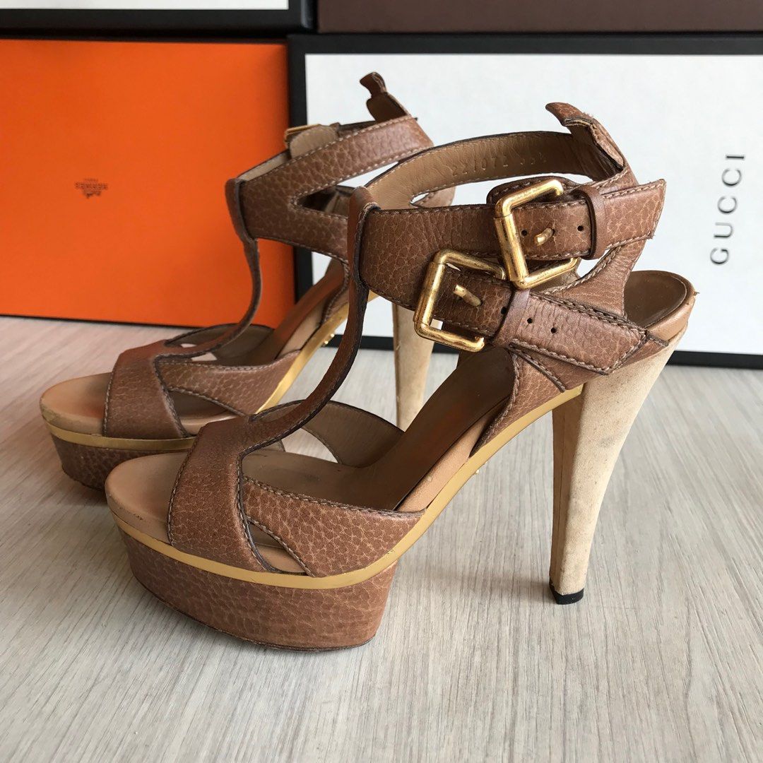 Gucci Authentic High Heels Leather size 35 1 2 Fesyen Wanita Sepatu di Carousell