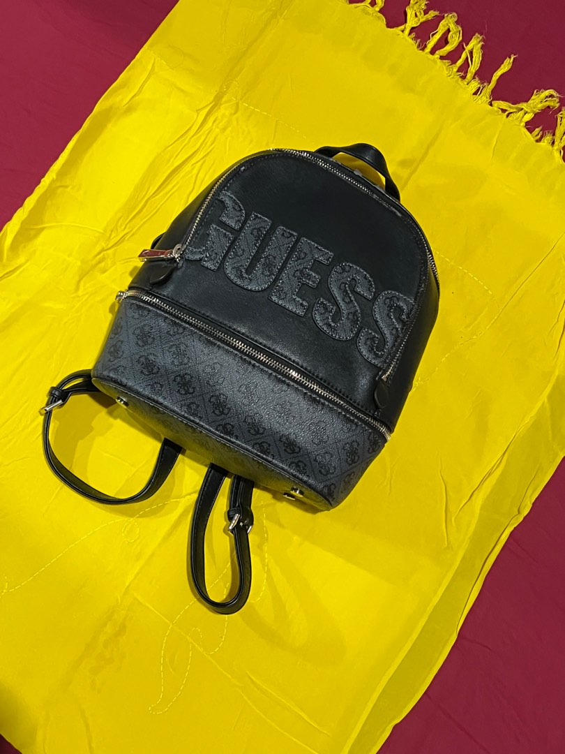 Guess backpack leather black, Women's Fashion, Bags & Wallets