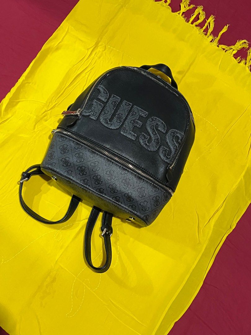 Guess backpack leather black, Women's Fashion, Bags & Wallets