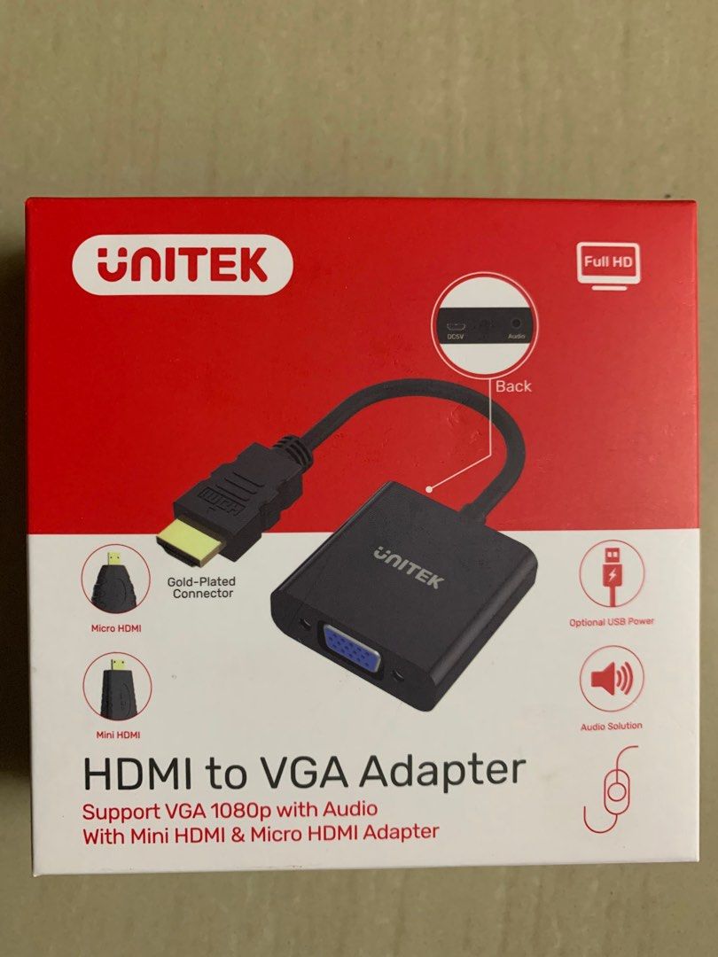 HDMI to VGA Adapter Unitek , Computers & Tech, Parts & Accessories