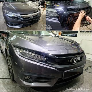 Honda Civic Front Grille Dechrome - Wrapped Gloss Black