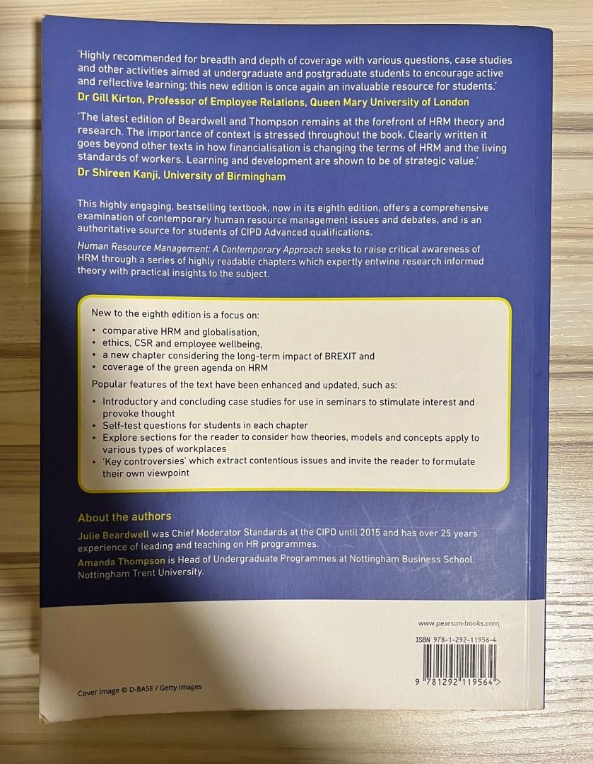 Human Resource Management : A Contemporary Approach, 8th Edition, MBA ...