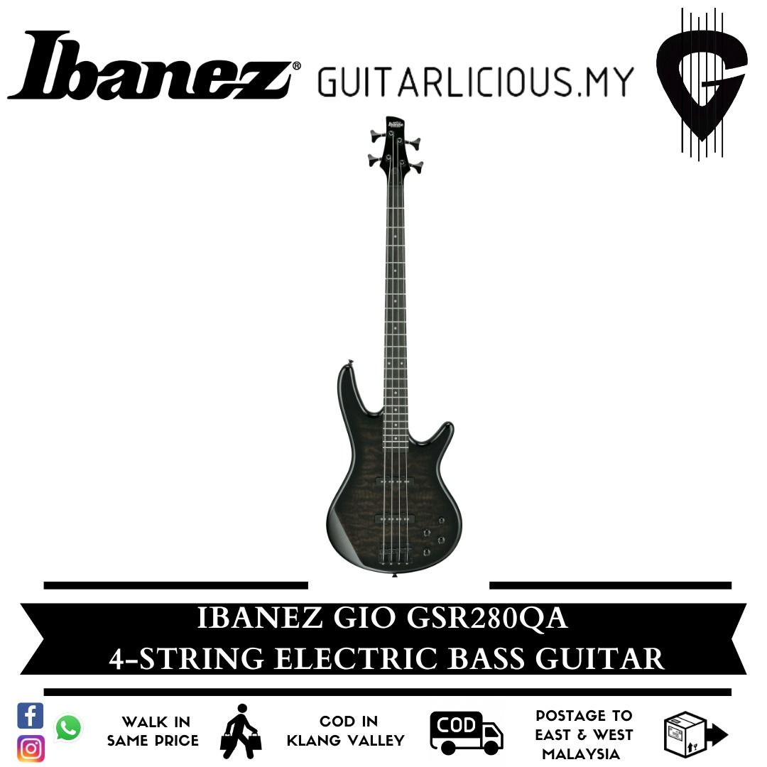 Ibanez GIO GSR280QA Electric Bass Guitar with J-Pick Up - Transparent ...