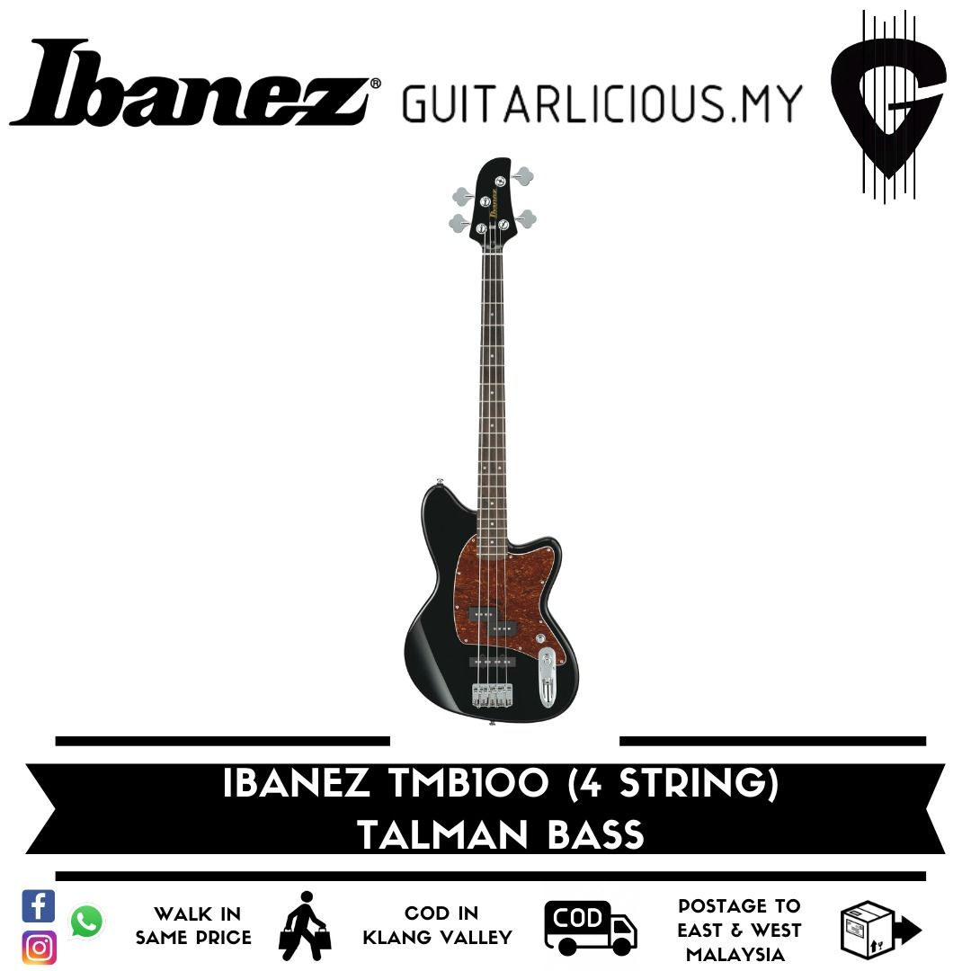 Ibanez TMB100 Talman Electric Bass Guitar (4 String), Black (TMB100-BK