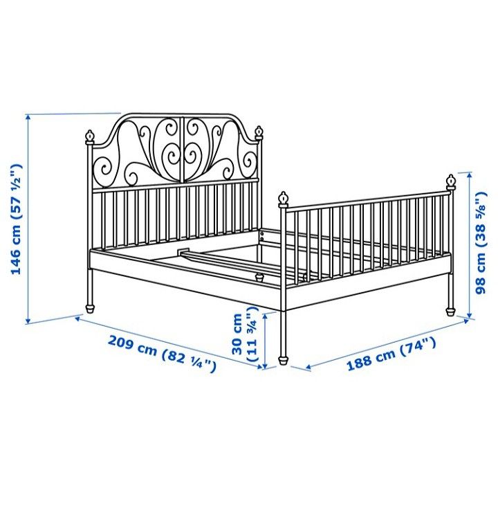 IKEA LEIRVIK KING BED FRAME, Furniture & Home Living, Furniture, Bed