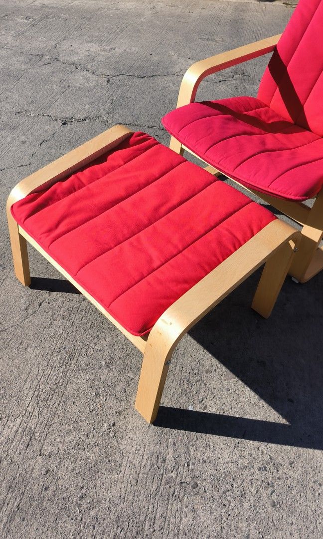 IKEA POANG with foot rest side table, Furniture & Home Living