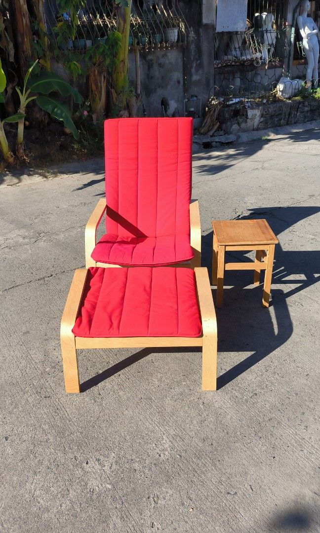 IKEA POANG with foot rest side table, Furniture & Home Living