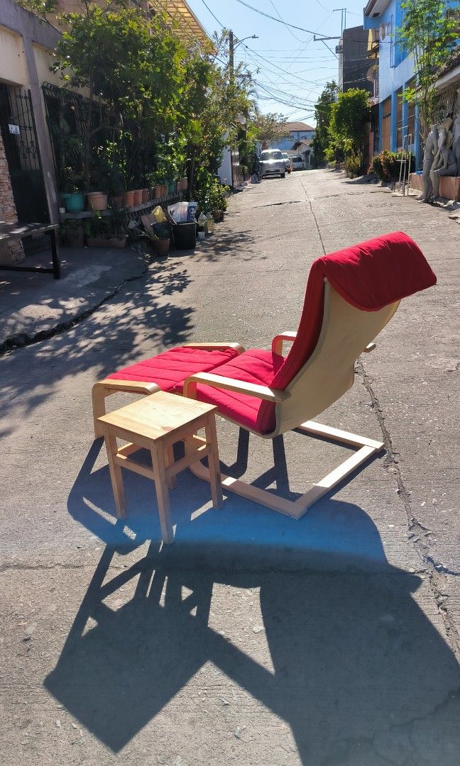 IKEA POANG with foot rest side table, Furniture & Home Living