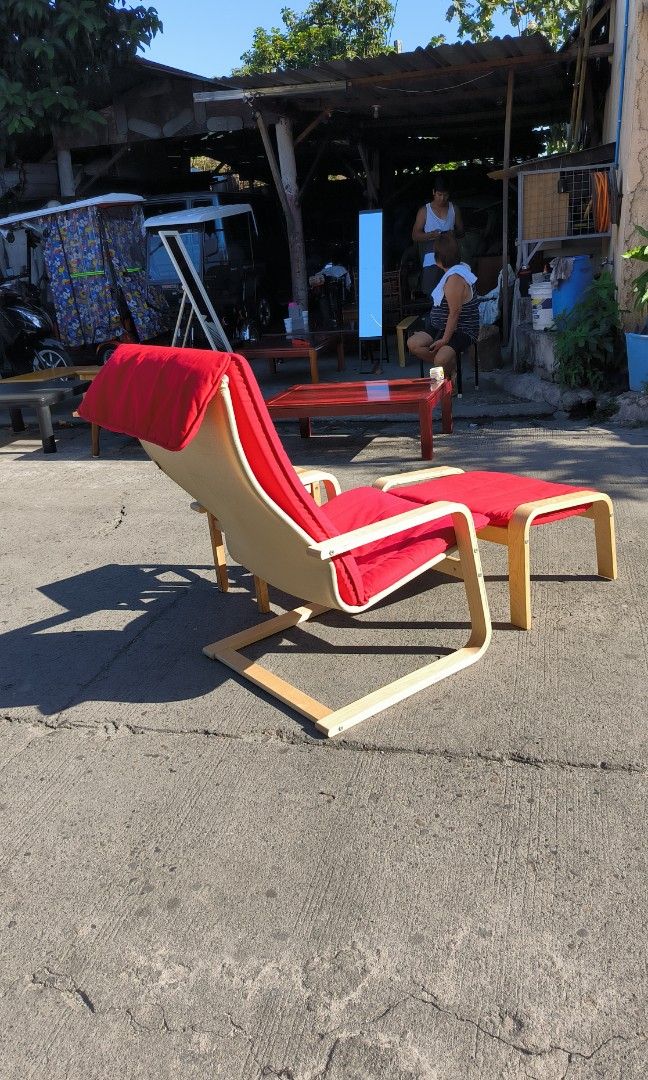 IKEA POANG with foot rest side table, Furniture & Home Living