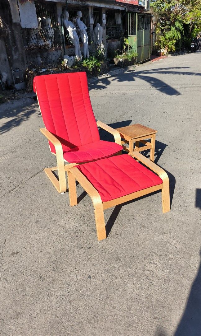 IKEA POANG with foot rest side table, Furniture & Home Living