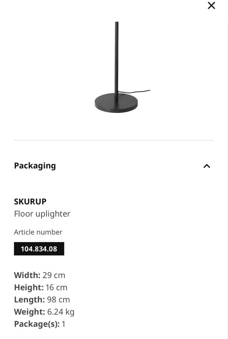 IKEA SKURUP floor lamp available 2 units, Furniture & Home Living