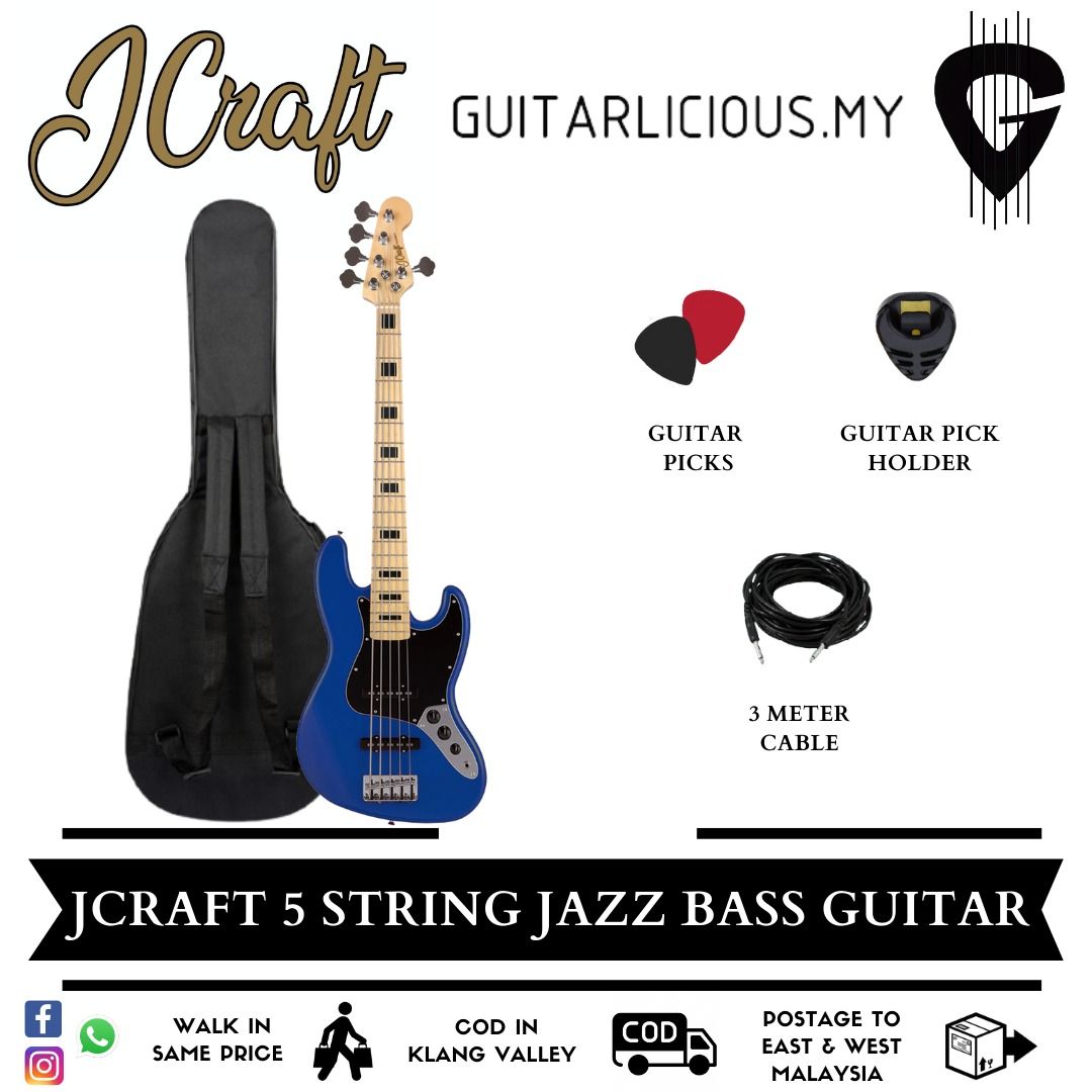 JCRAFT 5 String Jazz Bass Electric Guitar ( JCraft / JB15 / JB15