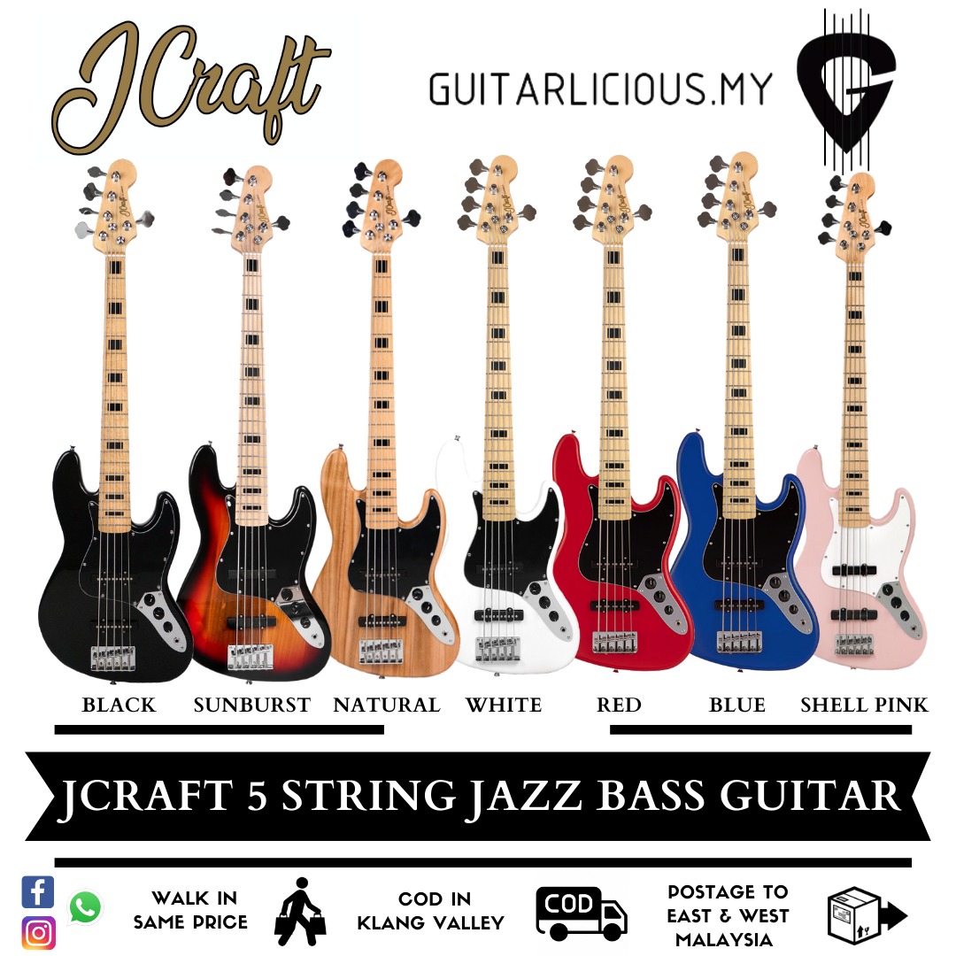 JCRAFT 5 String Jazz Bass Electric Guitar ( JCraft / JB15 / JB15