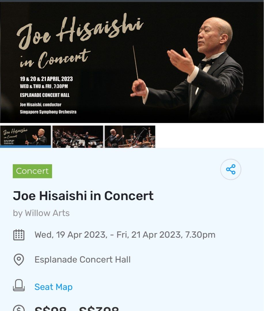 Joe Hisaishi concert 1ticket, Tickets & Vouchers, Event Tickets on