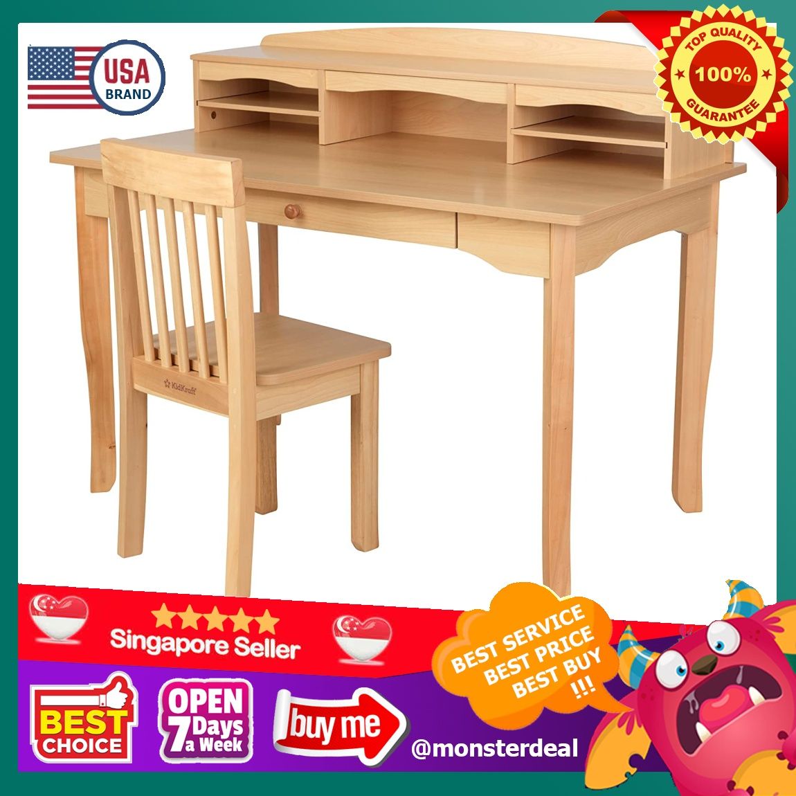 Kidkraft avalon desk with hutch and chair top