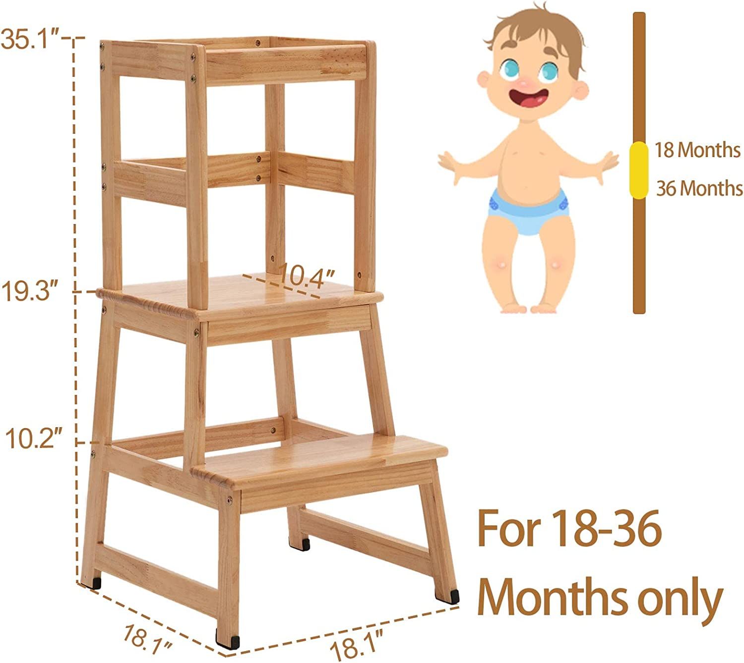 Kids Kitchen Step Stool for Kids with Safety Rail Solid Wood Construction Toddler Learning Stool Tower Montessori Kitchen Stool Toddlers Natural Everything Else on Carousell
